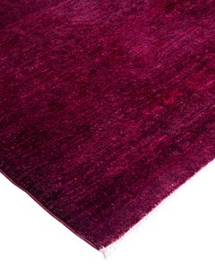 Contemporary Overdyed Hand Knotted Wool Red Area Rug