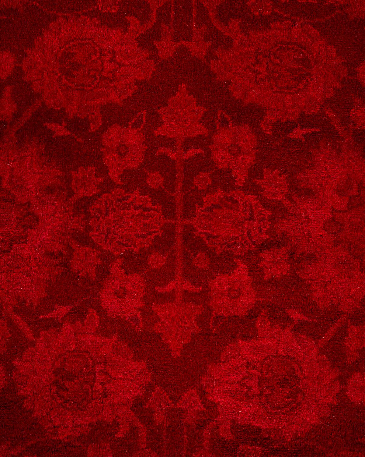 Alfombra de lana roja teñida a mano contemporánea Pakistaní en venta