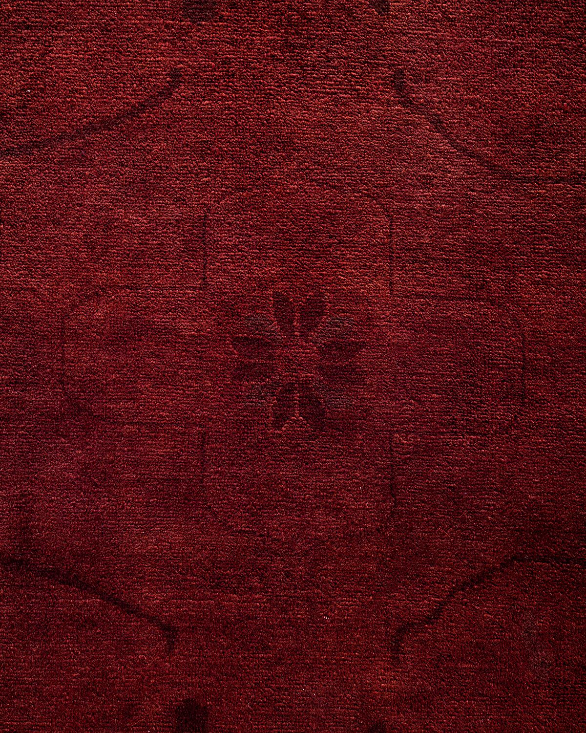 Contemporary Overdyed Hand Knotted Wool Red Area Rug (Pakistanisch) im Angebot