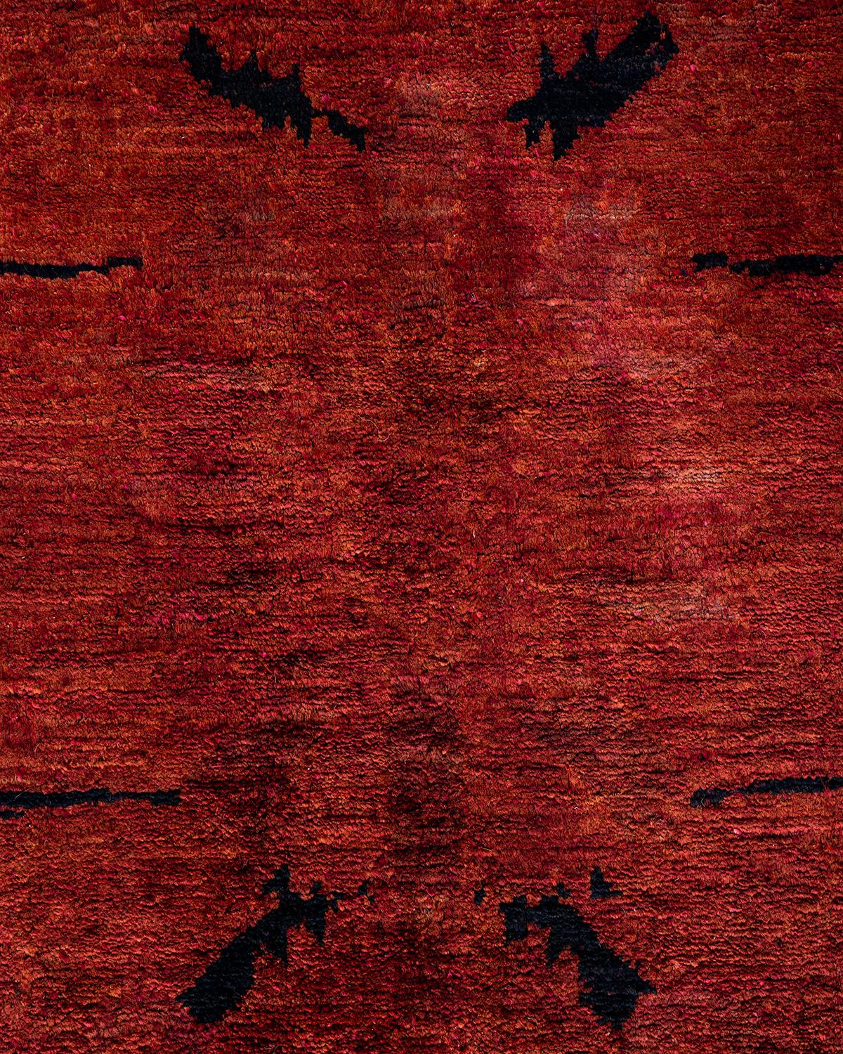 Alfombra de lana roja teñida a mano contemporánea Pakistaní en venta