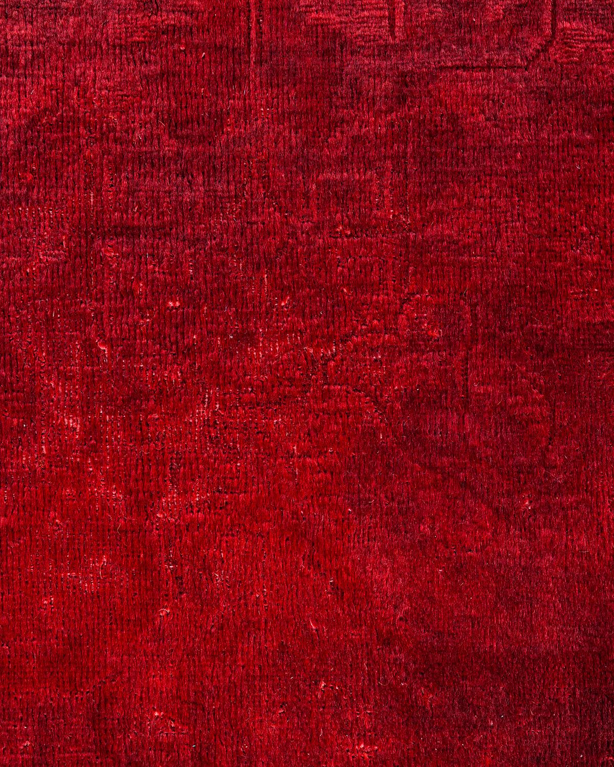 Alfombra de lana roja teñida a mano contemporánea Pakistaní en venta