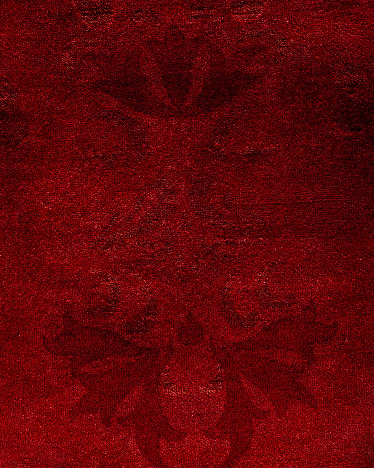 Contemporary Overdyed Hand Knotted Wool Red Area Rug (Pakistanisch)