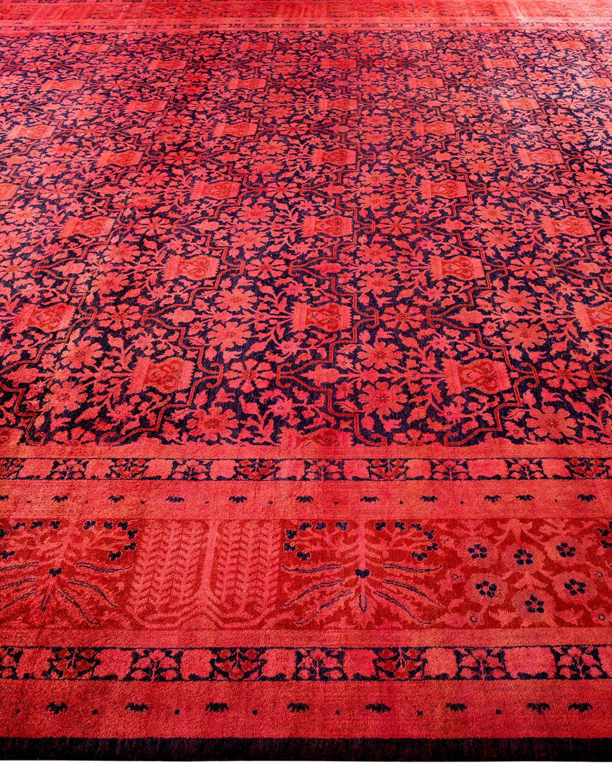 Contemporary Overdyed Hand Knotted Wool Red Area Rug im Zustand „Neu“ im Angebot in Norwalk, CT