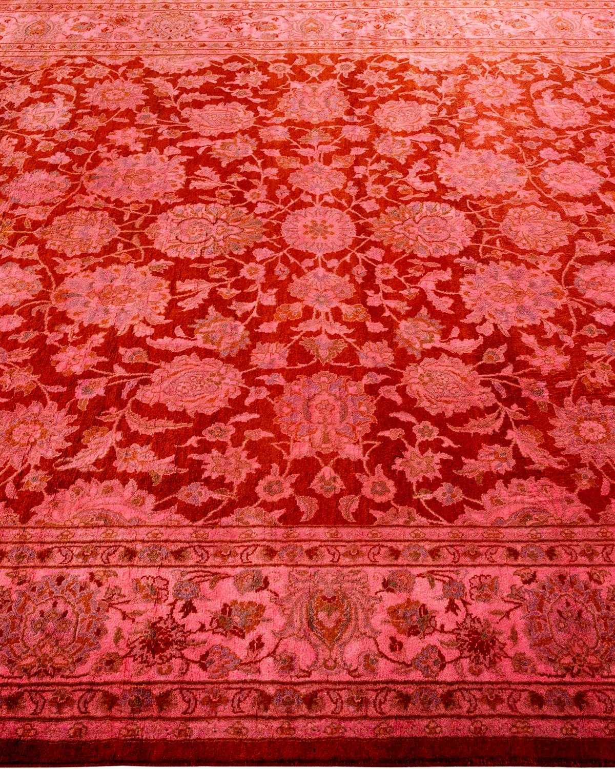 Contemporary Overdyed Hand Knotted Wool Red Area Rug In New Condition For Sale In Norwalk, CT