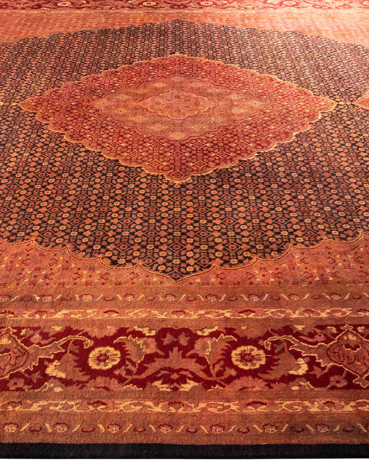 Contemporary Overdyed Hand Knotted Wool Red Area Rug In New Condition For Sale In Norwalk, CT