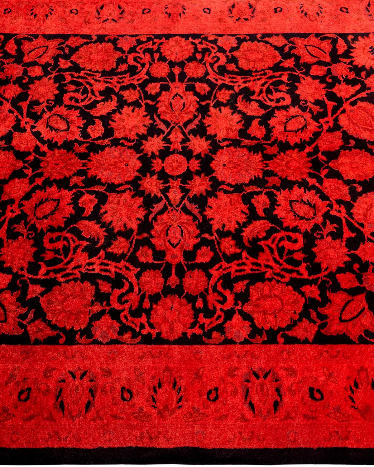 Contemporary Overdyed Hand Knotted Wool Red Area Rug im Zustand „Neu“ im Angebot in Norwalk, CT