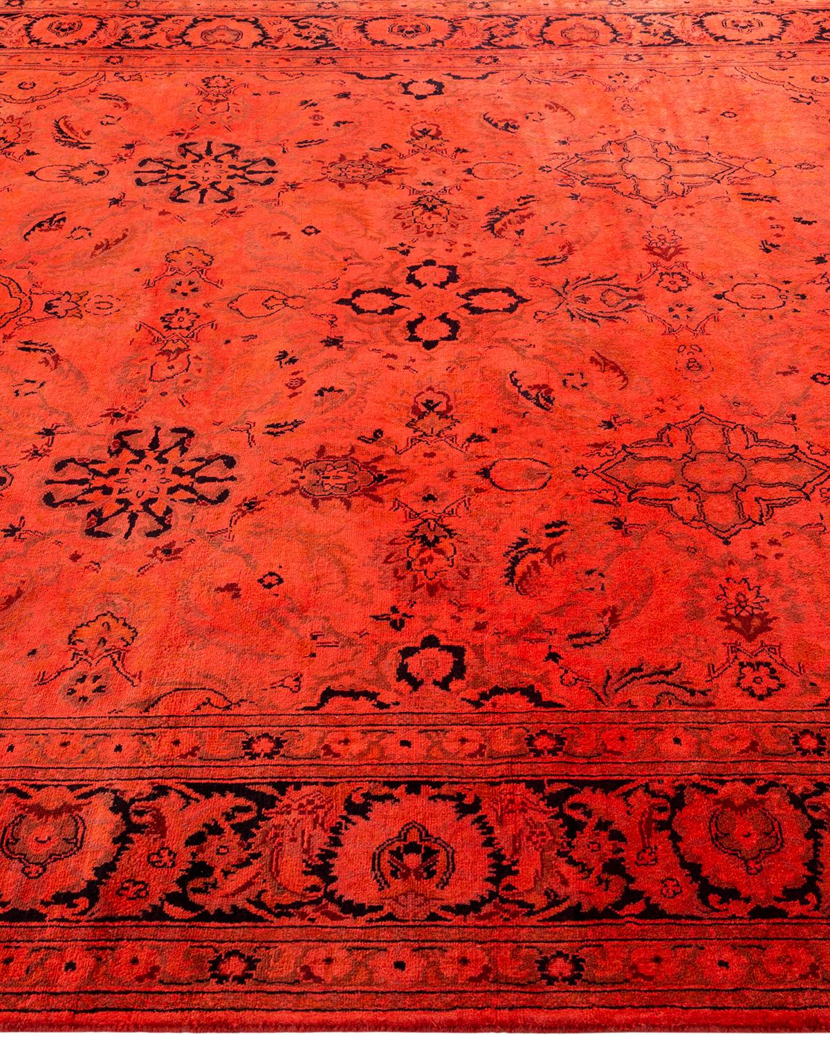 Contemporary Overdyed Hand Knotted Wool Red Area Rug im Zustand „Neu“ im Angebot in Norwalk, CT