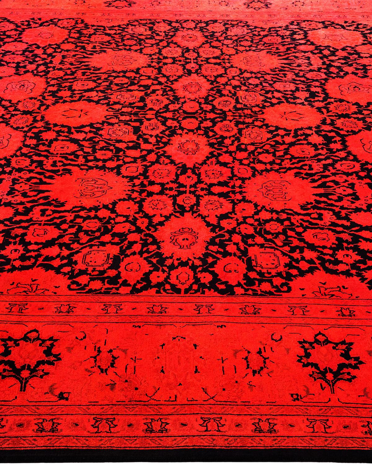 Contemporary Overdyed Hand Knotted Wool Red Area Rug im Zustand „Neu“ im Angebot in Norwalk, CT