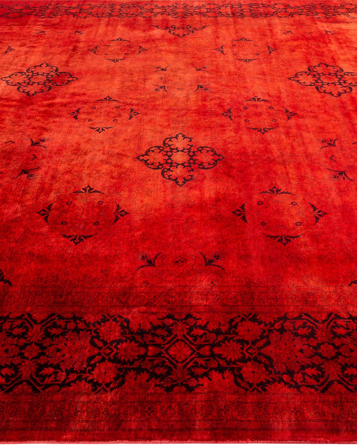 Contemporary Overdyed Hand Knotted Wool Red Area Rug im Zustand „Neu“ im Angebot in Norwalk, CT