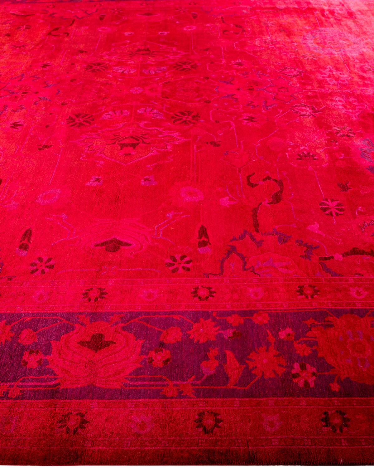 Alfombra de lana roja teñida a mano contemporánea en Nuevo estado para la venta en Norwalk, CT