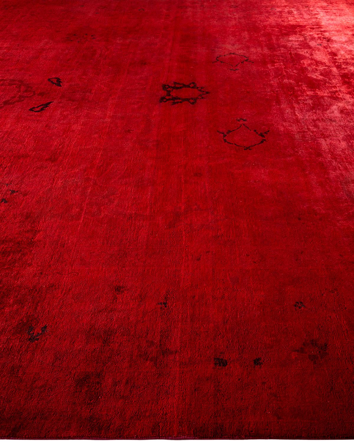 Contemporary Overdyed Hand Knotted Wool Red Area Rug im Zustand „Neu“ im Angebot in Norwalk, CT
