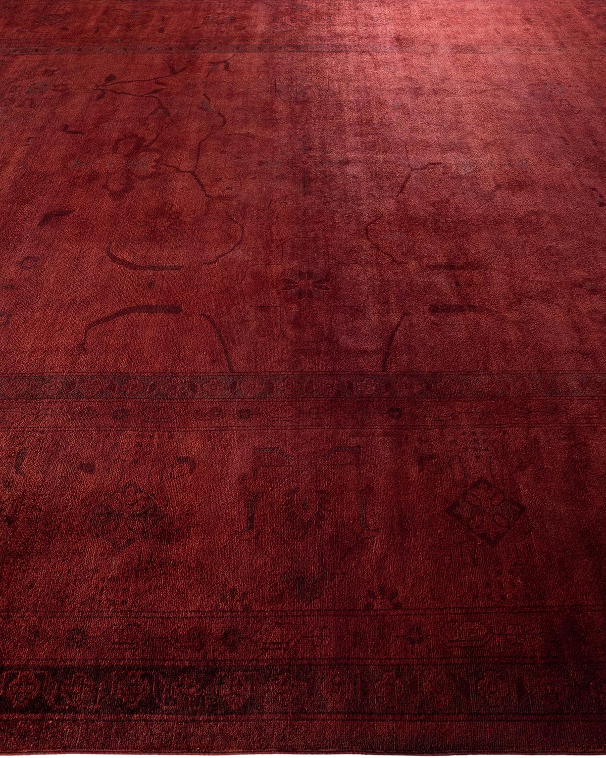 Contemporary Overdyed Hand Knotted Wool Red Area Rug im Zustand „Neu“ im Angebot in Norwalk, CT