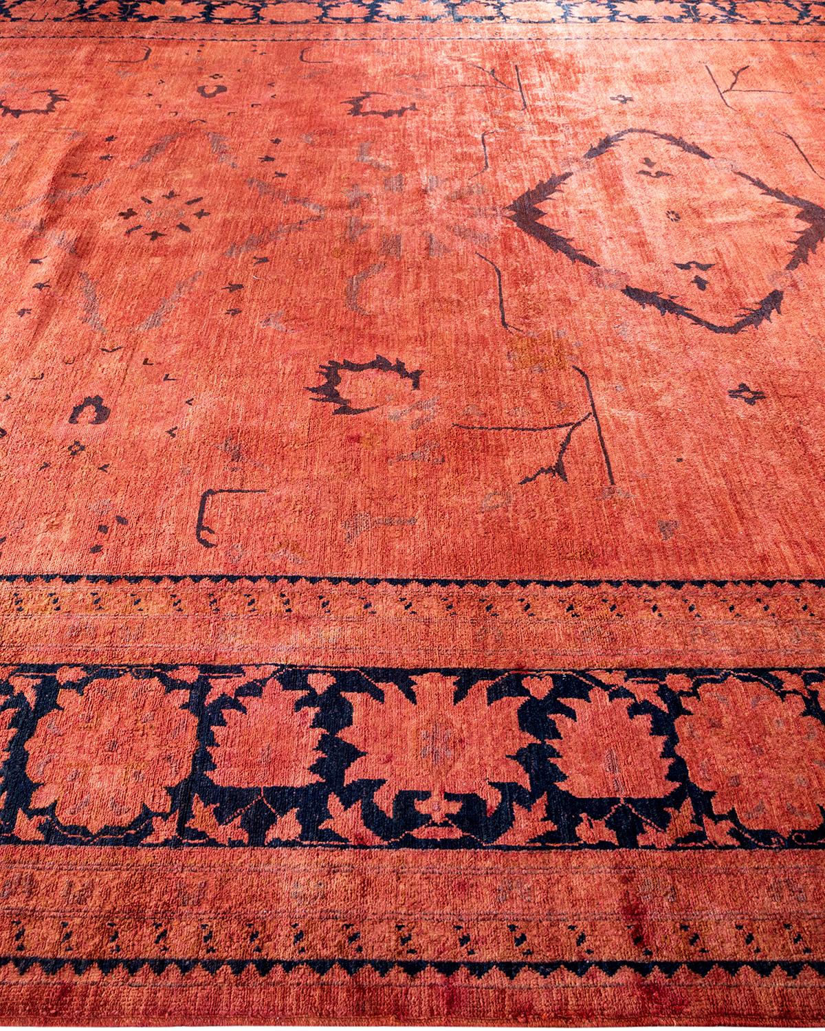 Contemporary Overdyed Hand Knotted Wool Red Area Rug In New Condition For Sale In Norwalk, CT