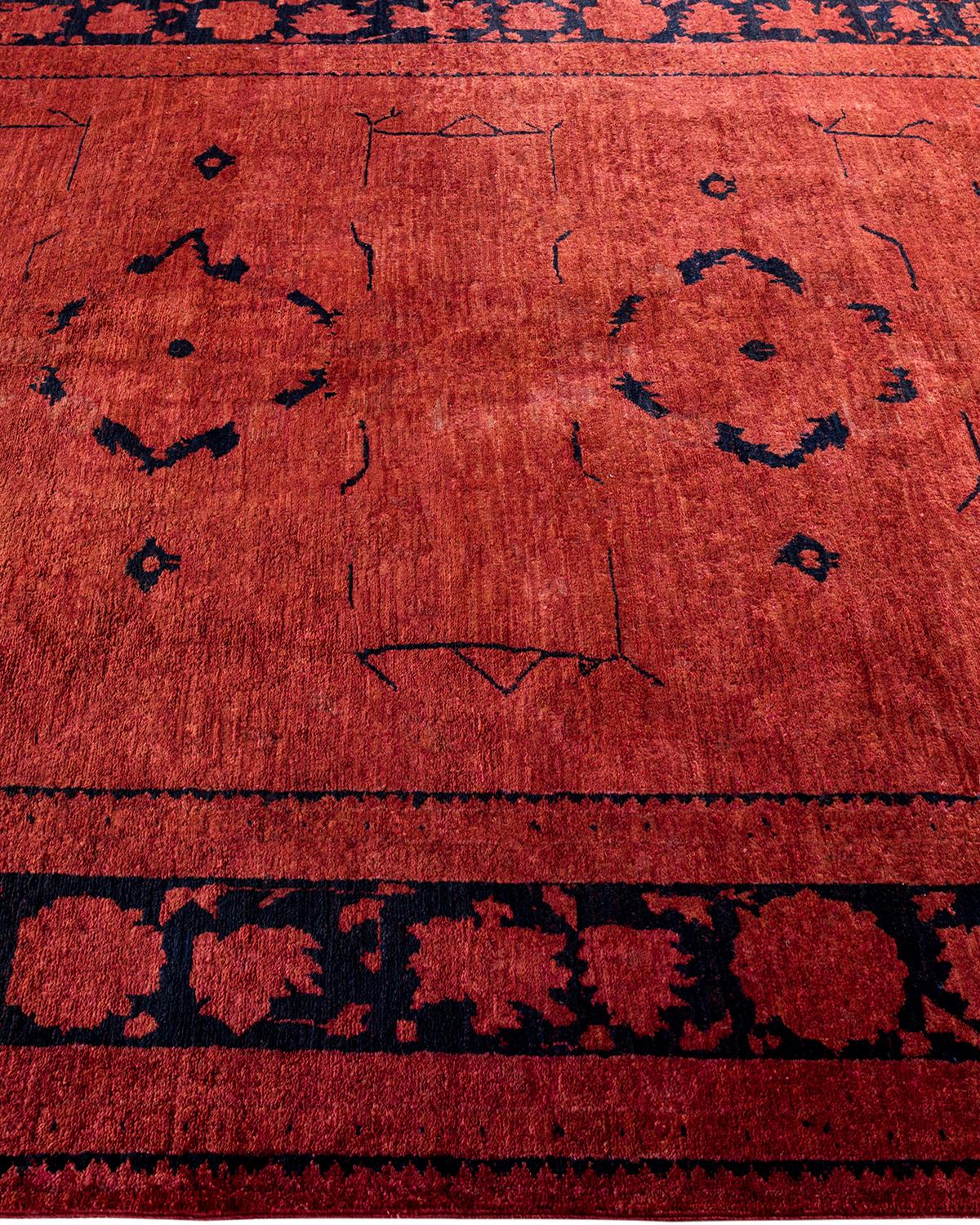 Alfombra de lana roja teñida a mano contemporánea en Nuevo estado para la venta en Norwalk, CT