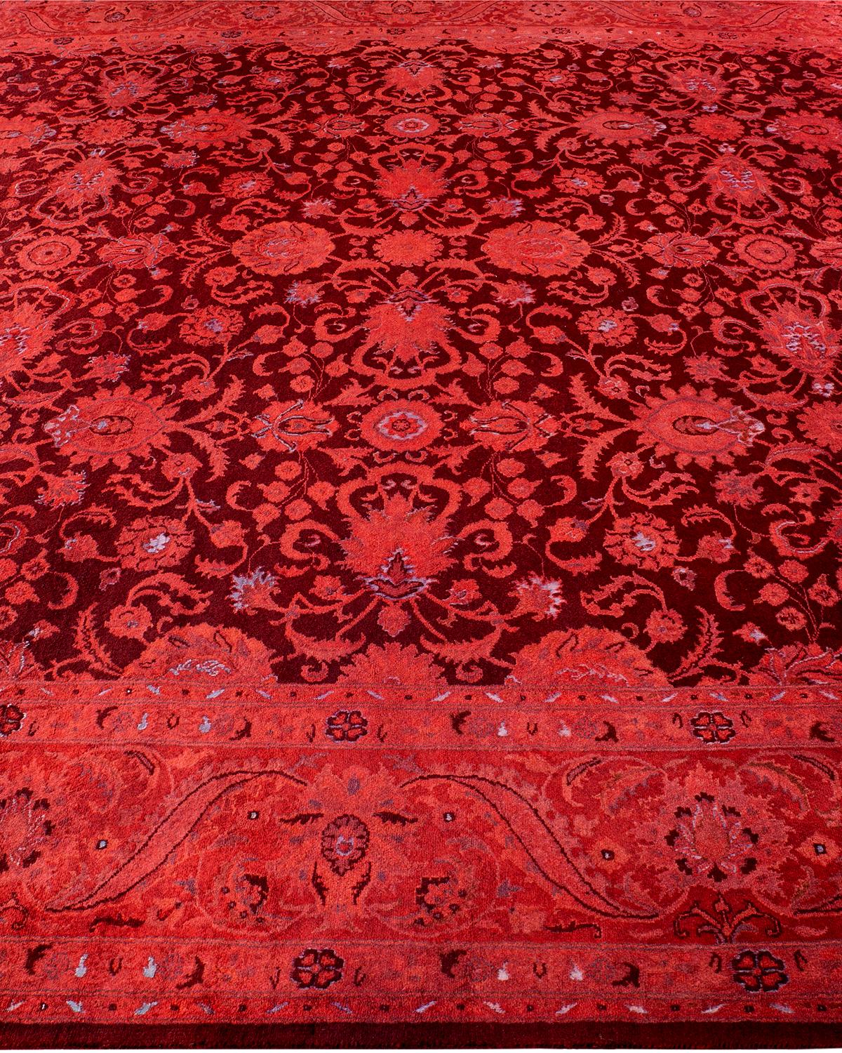 Contemporary Overdyed Hand Knotted Wool Red Area Rug im Zustand „Neu“ im Angebot in Norwalk, CT