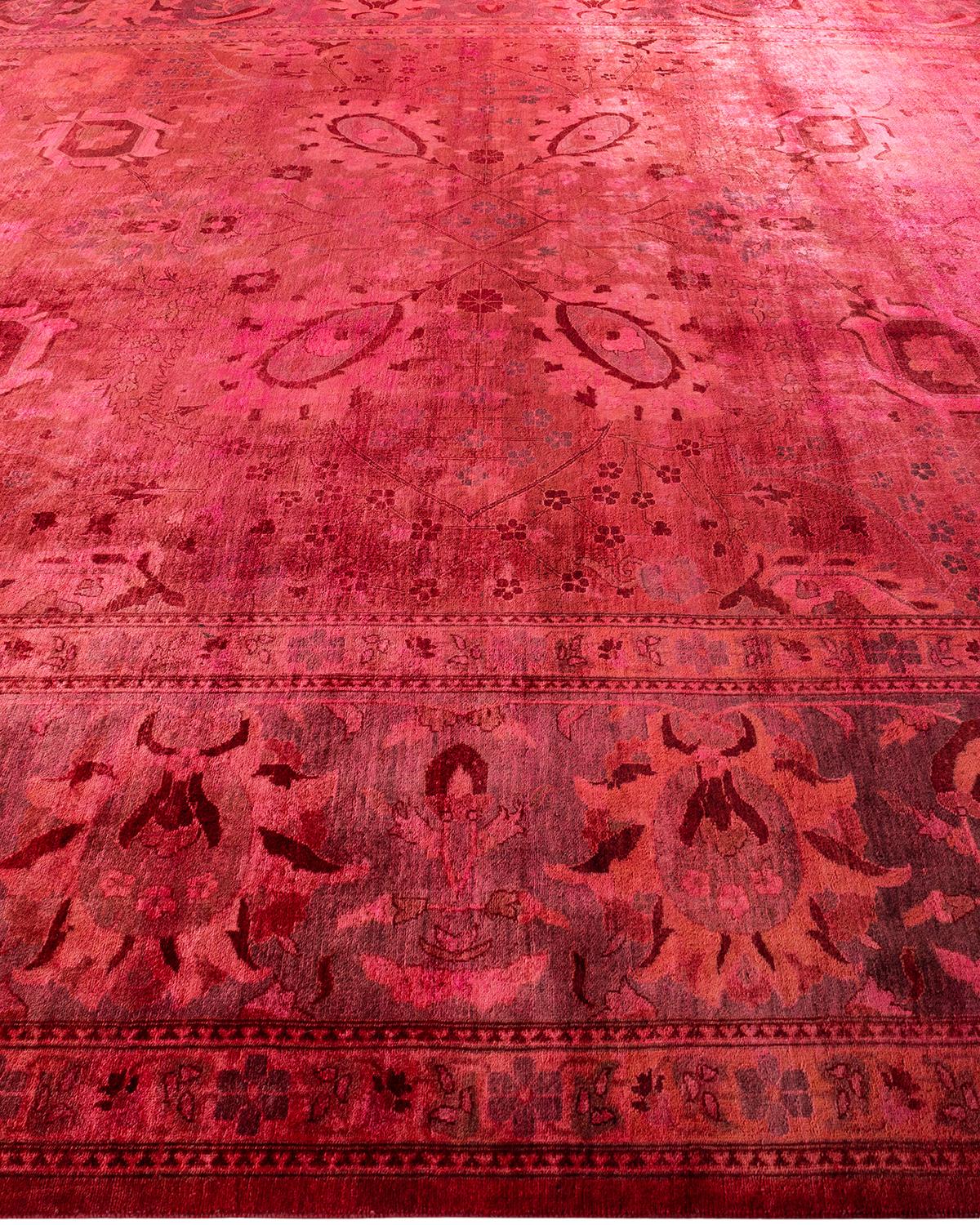 Contemporary Overdyed Hand Knotted Wool Red Area Rug In New Condition For Sale In Norwalk, CT