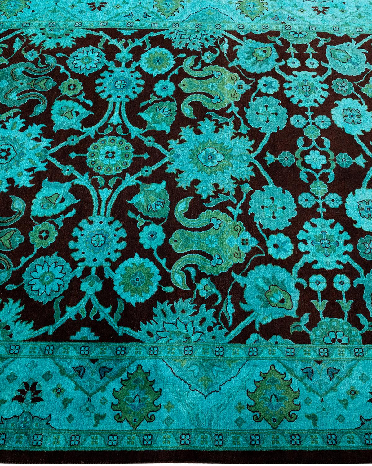 Contemporary Overdyed Hand Knotted Wool Red Area Rug In New Condition For Sale In Norwalk, CT
