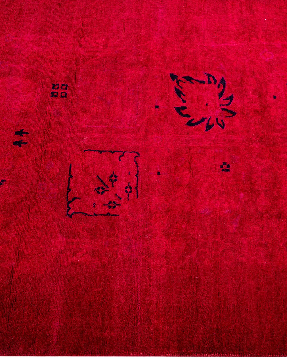 Tapis de sol contemporain en laine surteinte nouée à la main, rouge Neuf - En vente à Norwalk, CT
