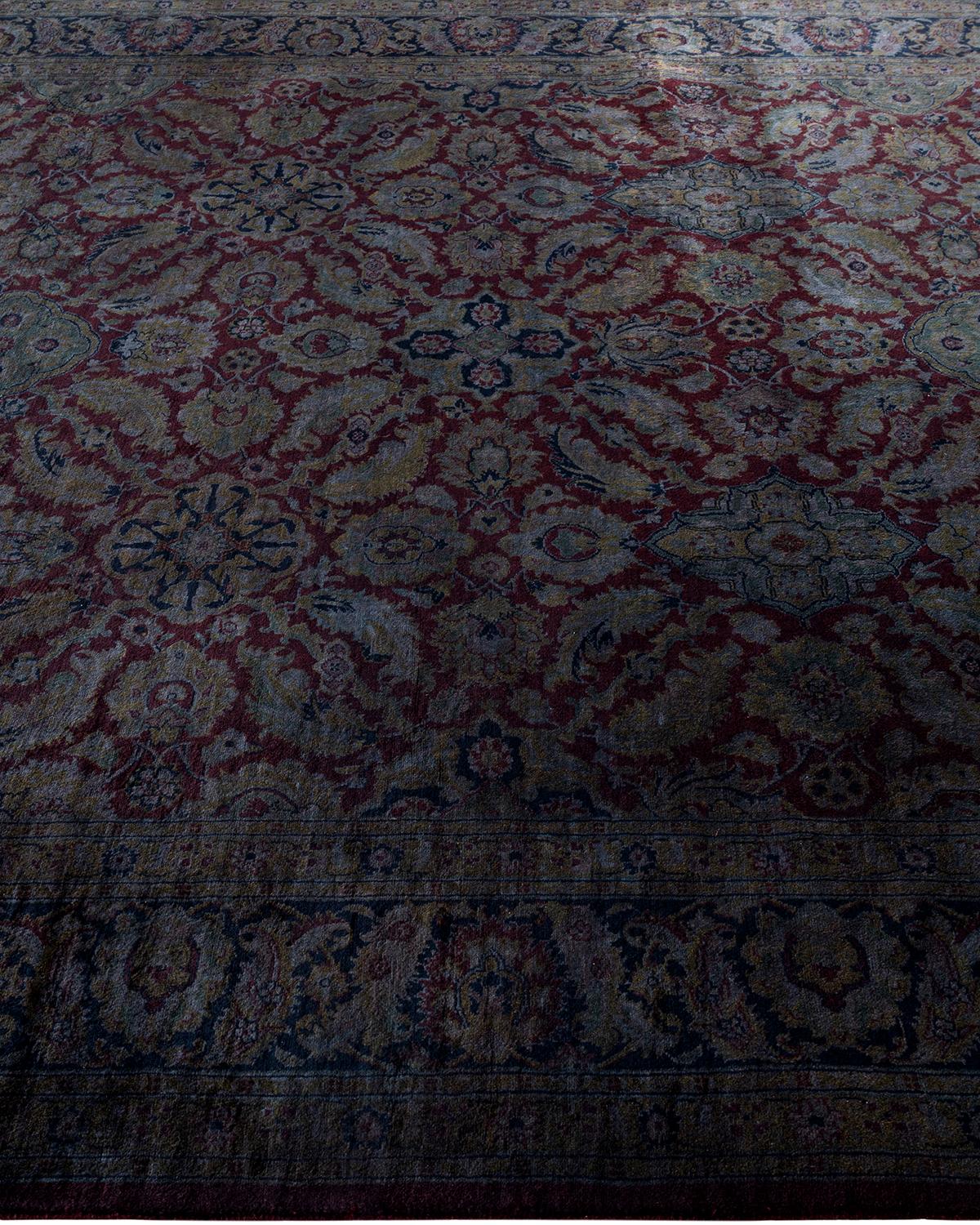 Contemporary Overdyed Hand Knotted Wool Red Area Rug In New Condition For Sale In Norwalk, CT