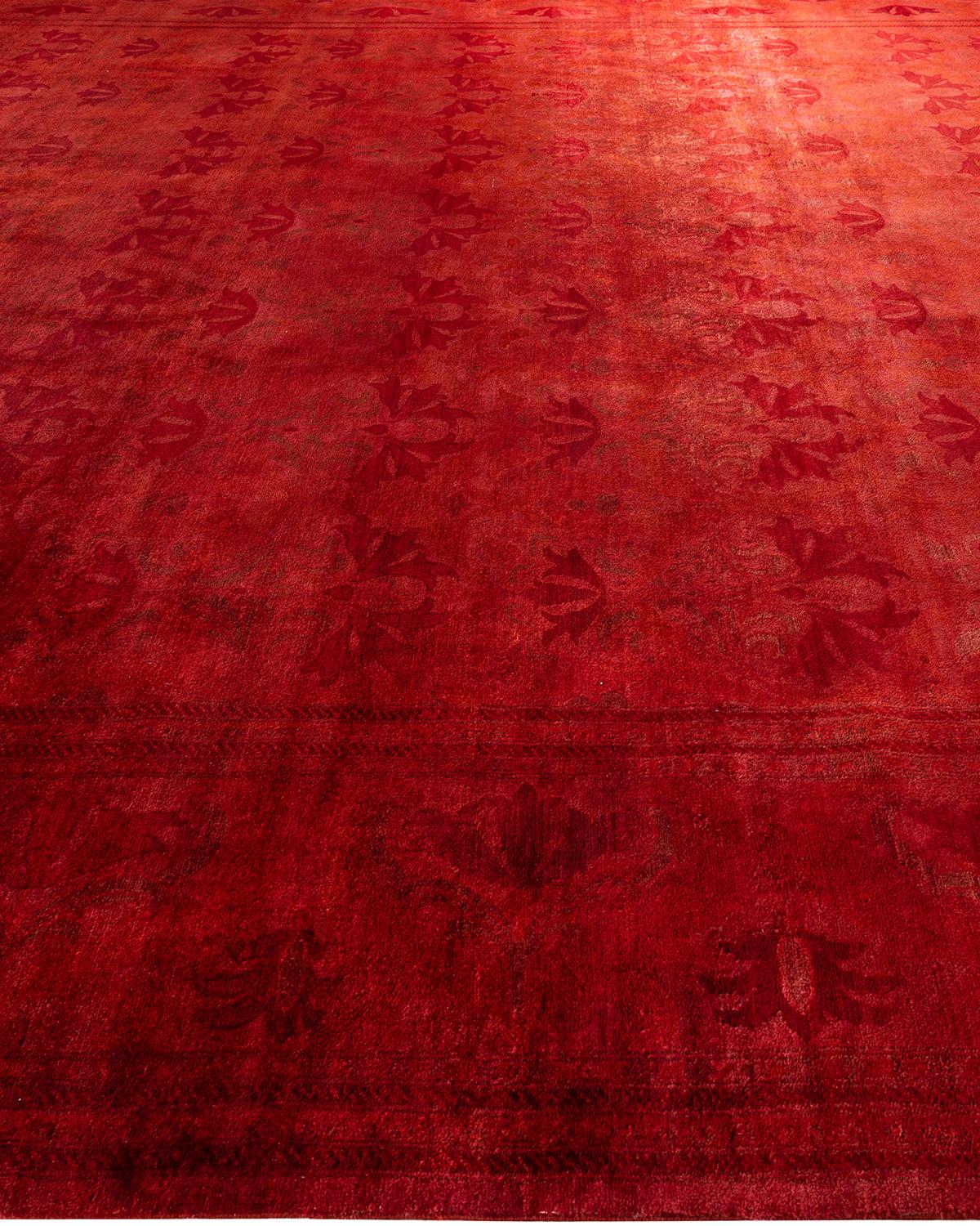 Contemporary Overdyed Hand Knotted Wool Red Area Rug im Zustand „Neu“ in Norwalk, CT