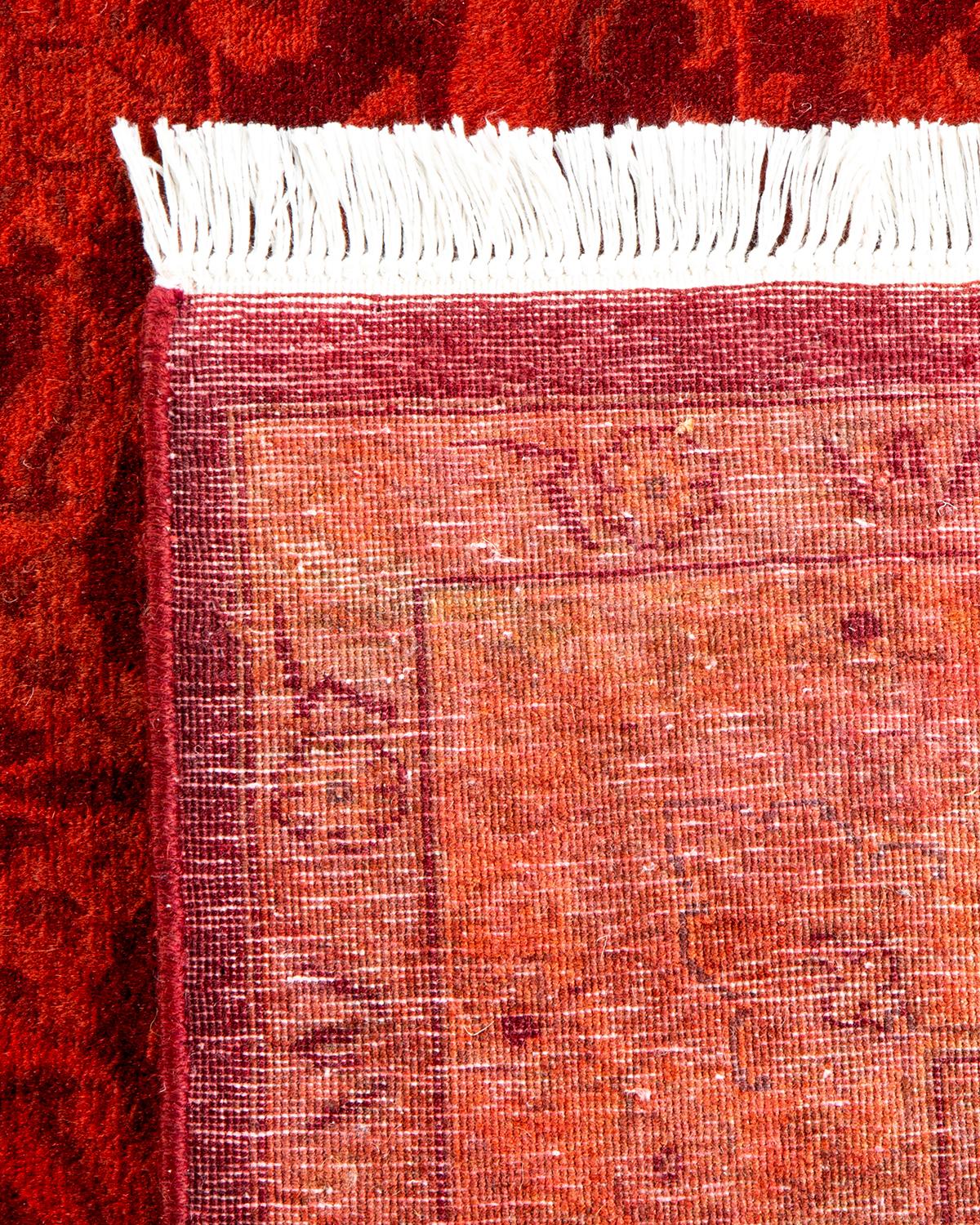 XXI secolo e contemporaneo Tappeto contemporaneo in lana rosso sovratinto e annodato a mano in vendita