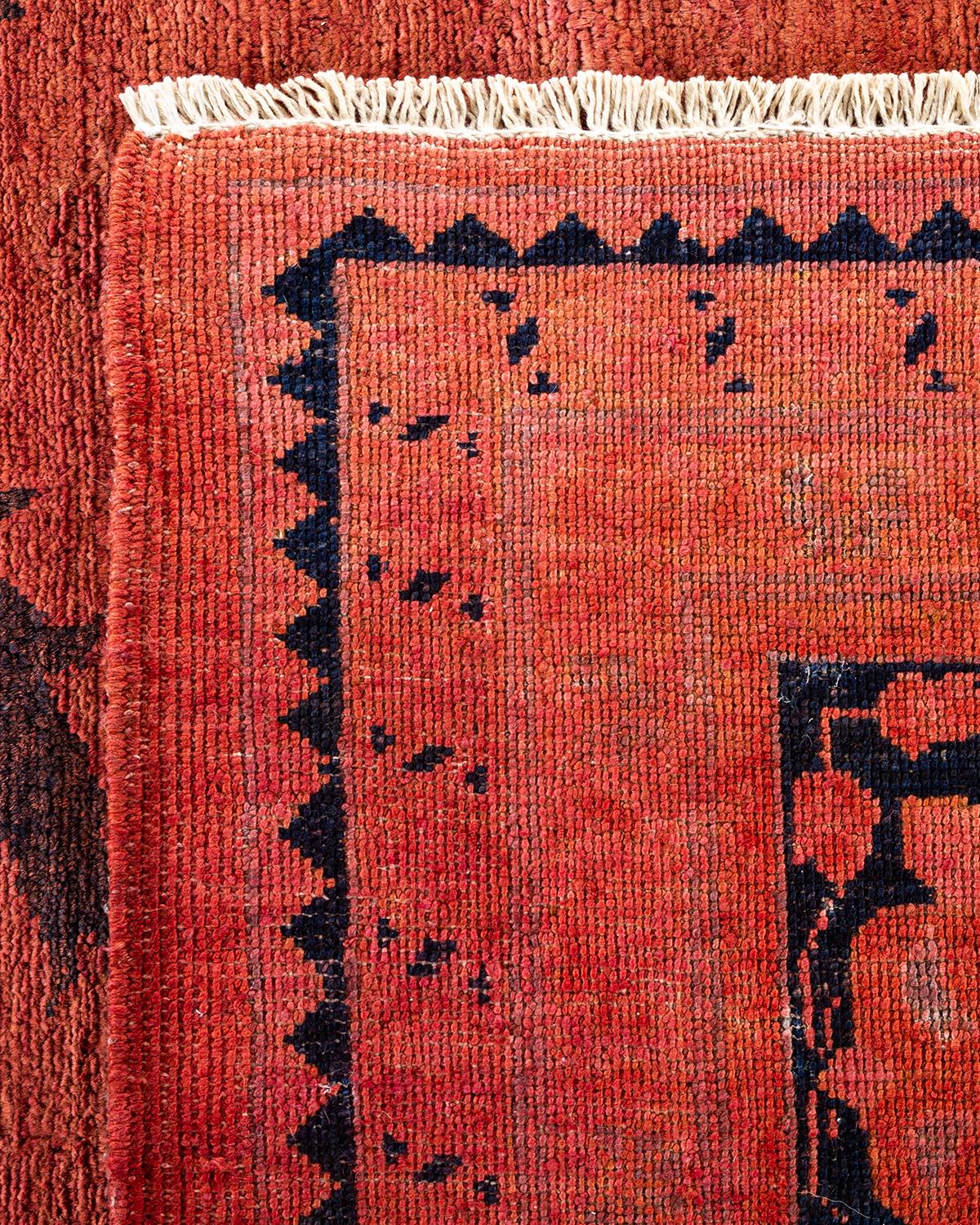 XXI secolo e contemporaneo Tappeto contemporaneo in lana rosso sovratinto e annodato a mano in vendita