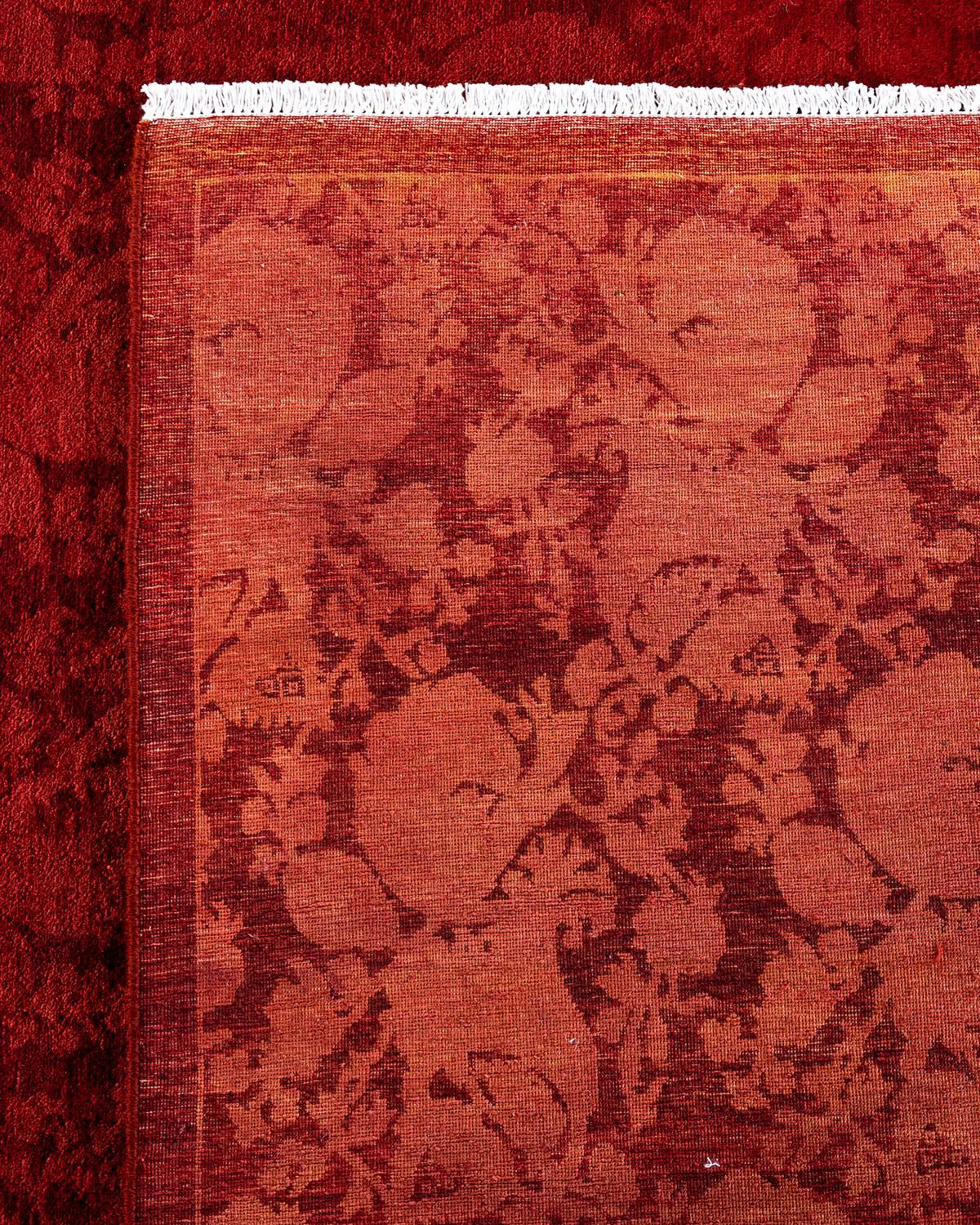 XXIe siècle et contemporain Tapis de sol contemporain en laine surteinte nouée à la main, rouge en vente