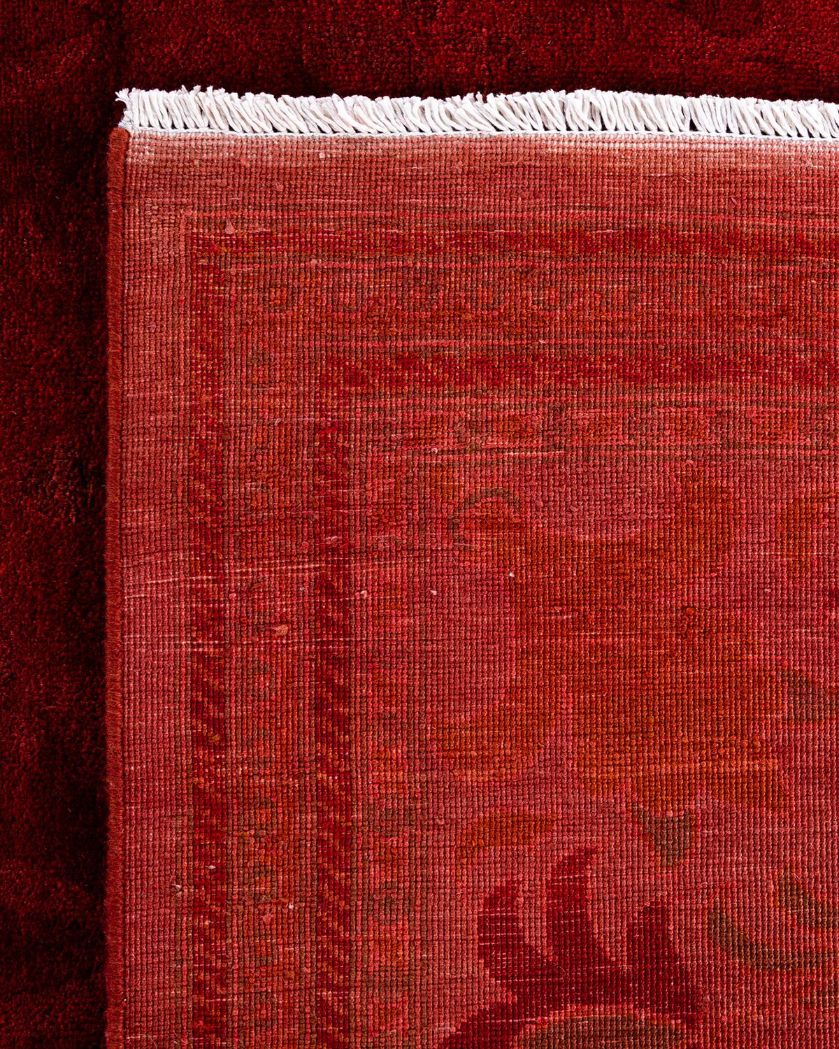 Contemporary Overdyed Hand Knotted Wool Red Area Rug (21. Jahrhundert und zeitgenössisch)