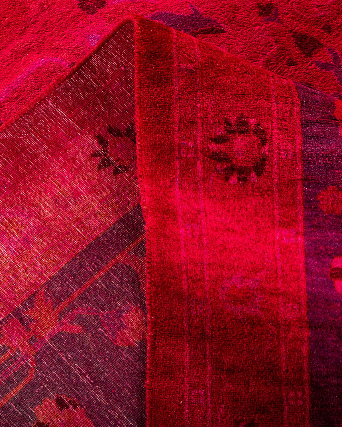 Alfombra de lana roja teñida a mano contemporánea Lana en venta