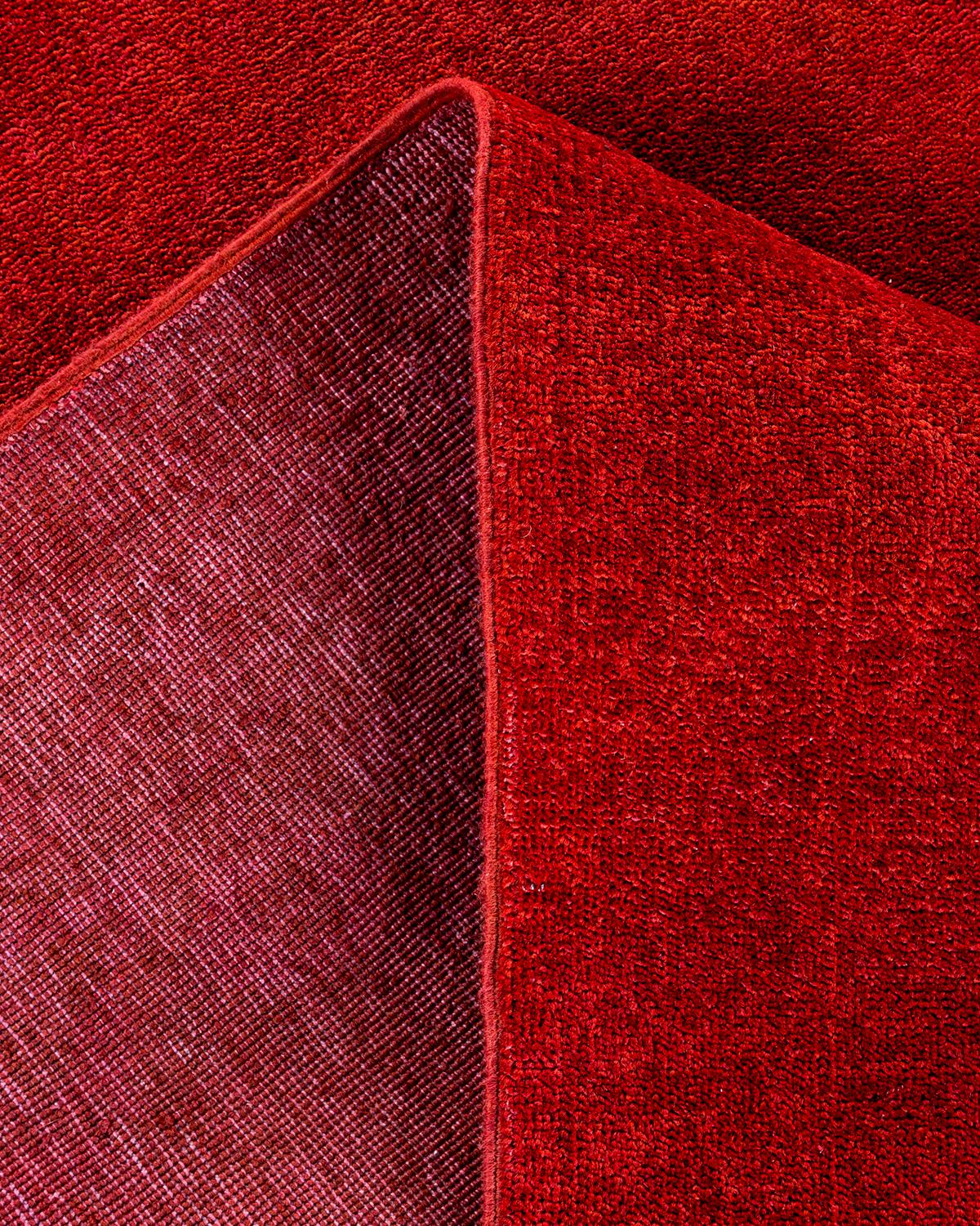 Contemporary Overdyed Hand Knotted Wool Red Area Rug (Wolle) im Angebot