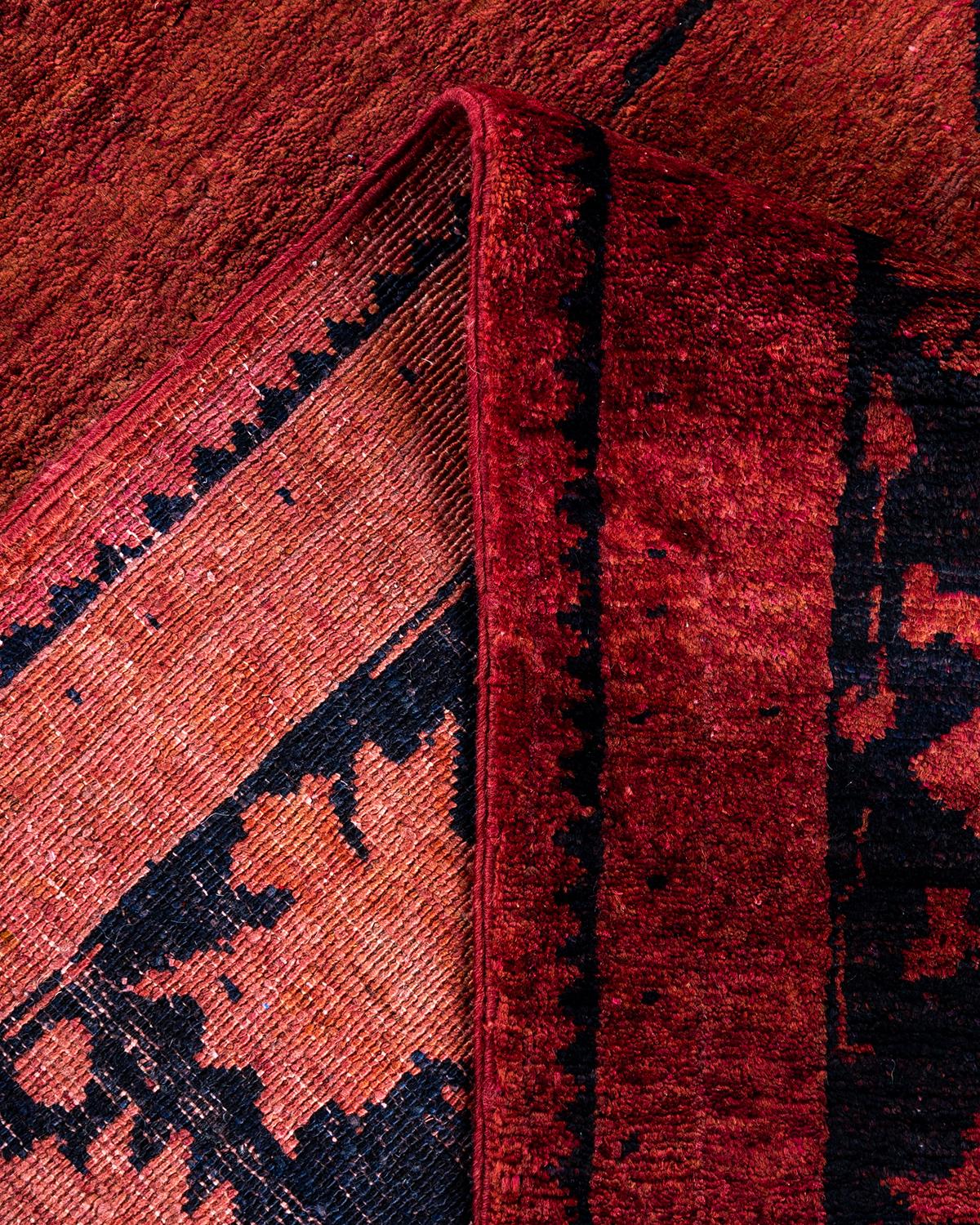 Alfombra de lana roja teñida a mano contemporánea Lana en venta