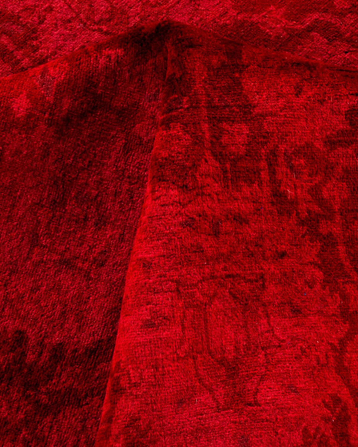 Alfombra de lana roja teñida a mano contemporánea en venta 1