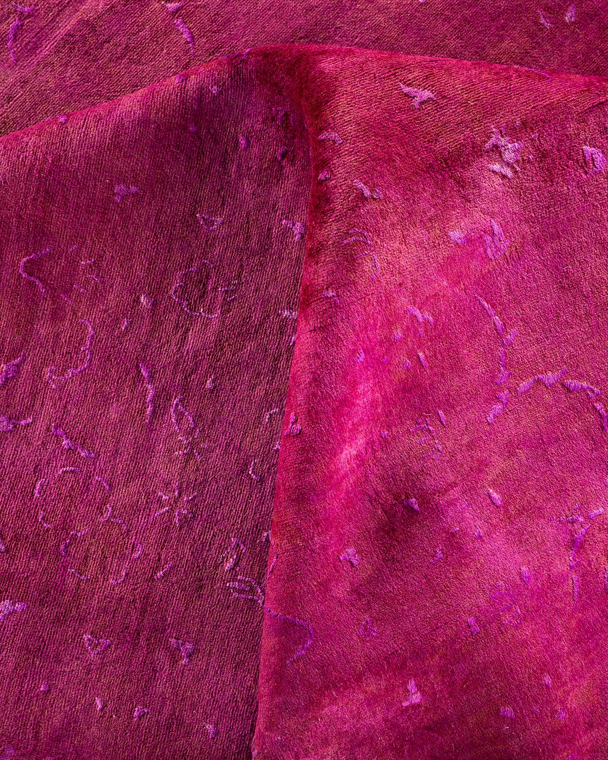 Tapis de sol contemporain en laine surteinte nouée à la main, rouge en vente 1