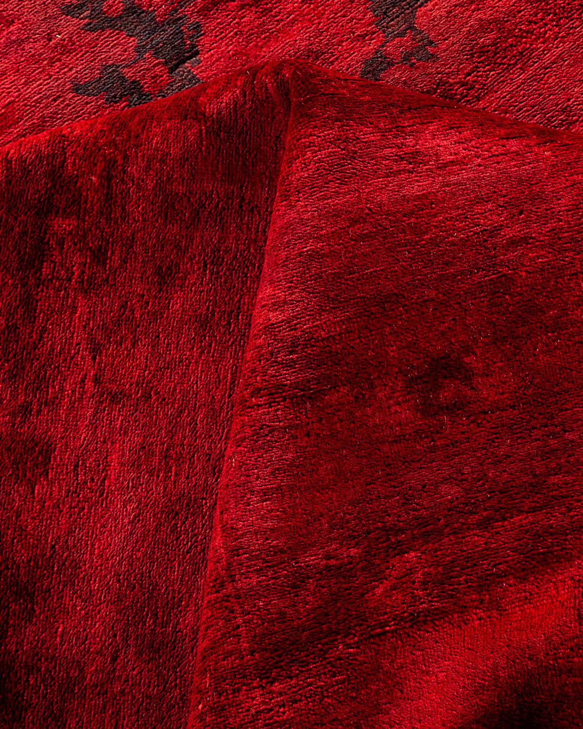 Contemporary Overdyed Hand Knotted Wool Red Area Rug im Angebot 1