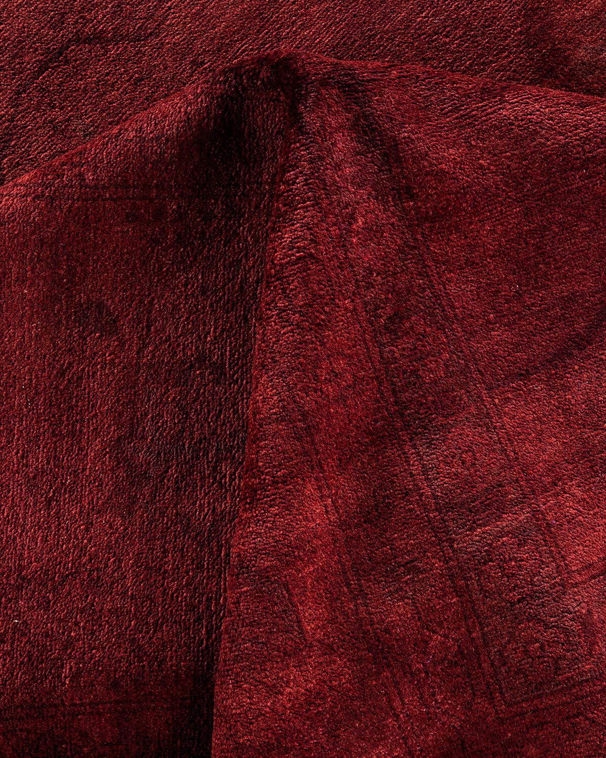 Contemporary Overdyed Hand Knotted Wool Red Area Rug im Angebot 1