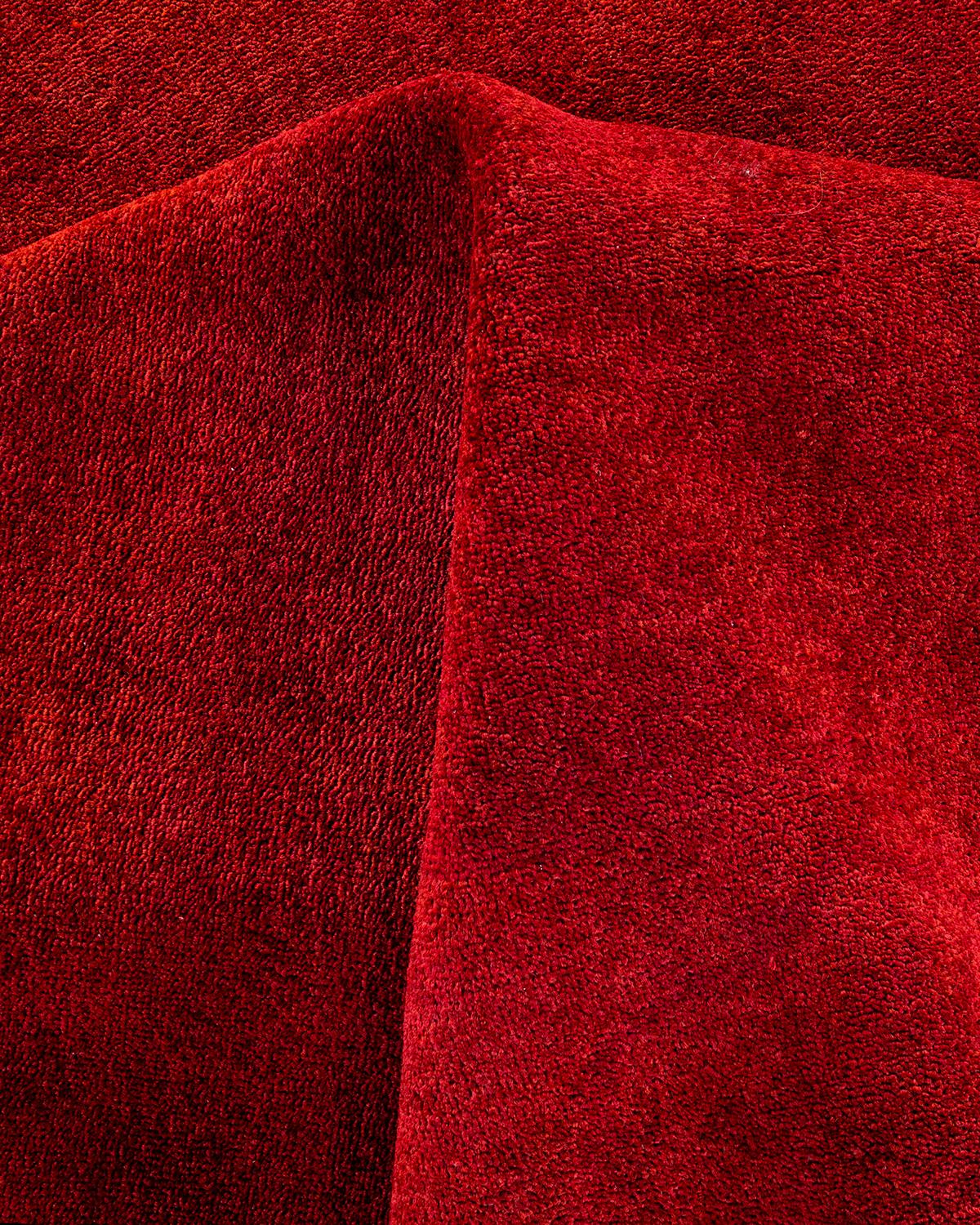 Contemporary Overdyed Hand Knotted Wool Red Area Rug im Angebot 1