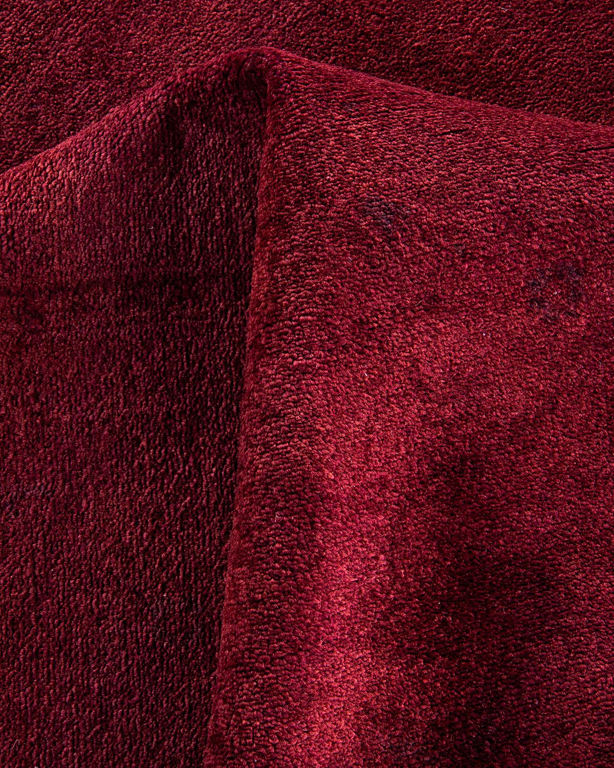 Alfombra de lana roja teñida a mano contemporánea en venta 1
