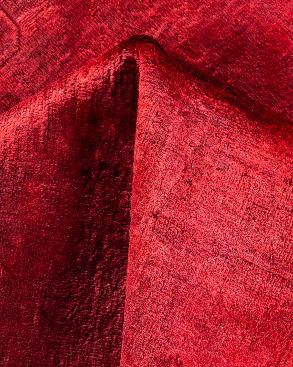 Alfombra de lana roja teñida a mano contemporánea en venta 1