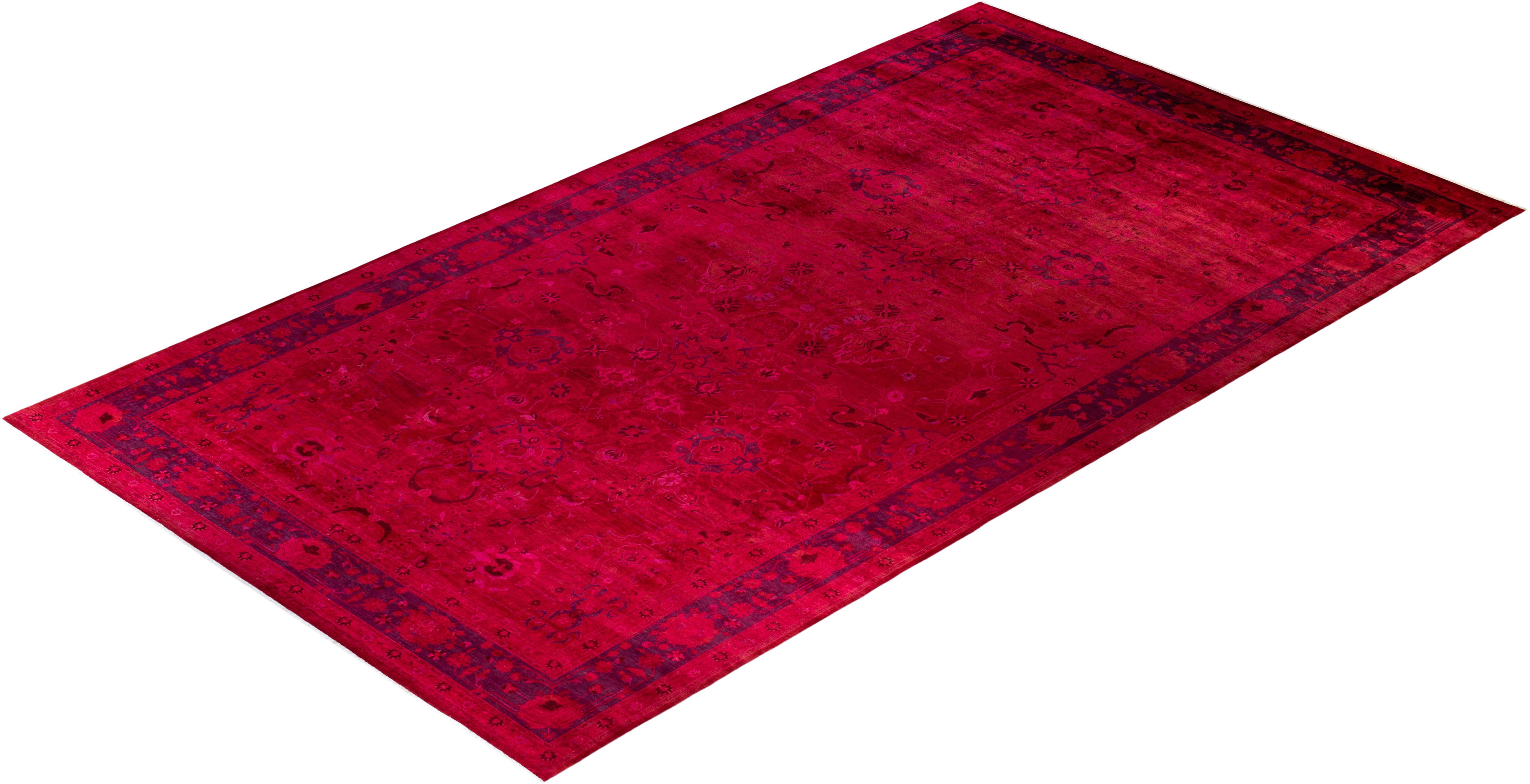 Alfombra de lana roja teñida a mano contemporánea en venta 2