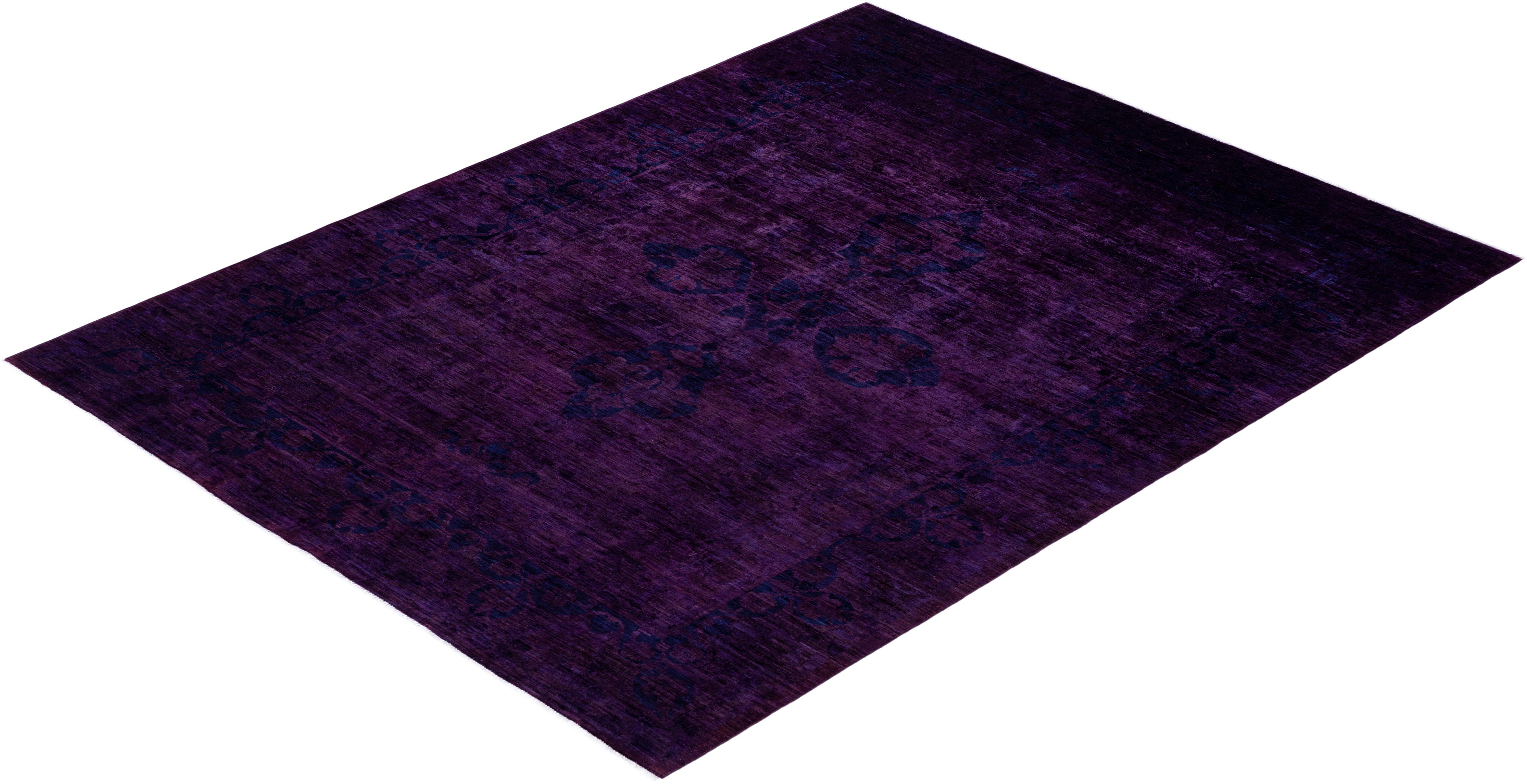Contemporary Overdyed Hand Knotted Wool Red Area Rug im Angebot 2