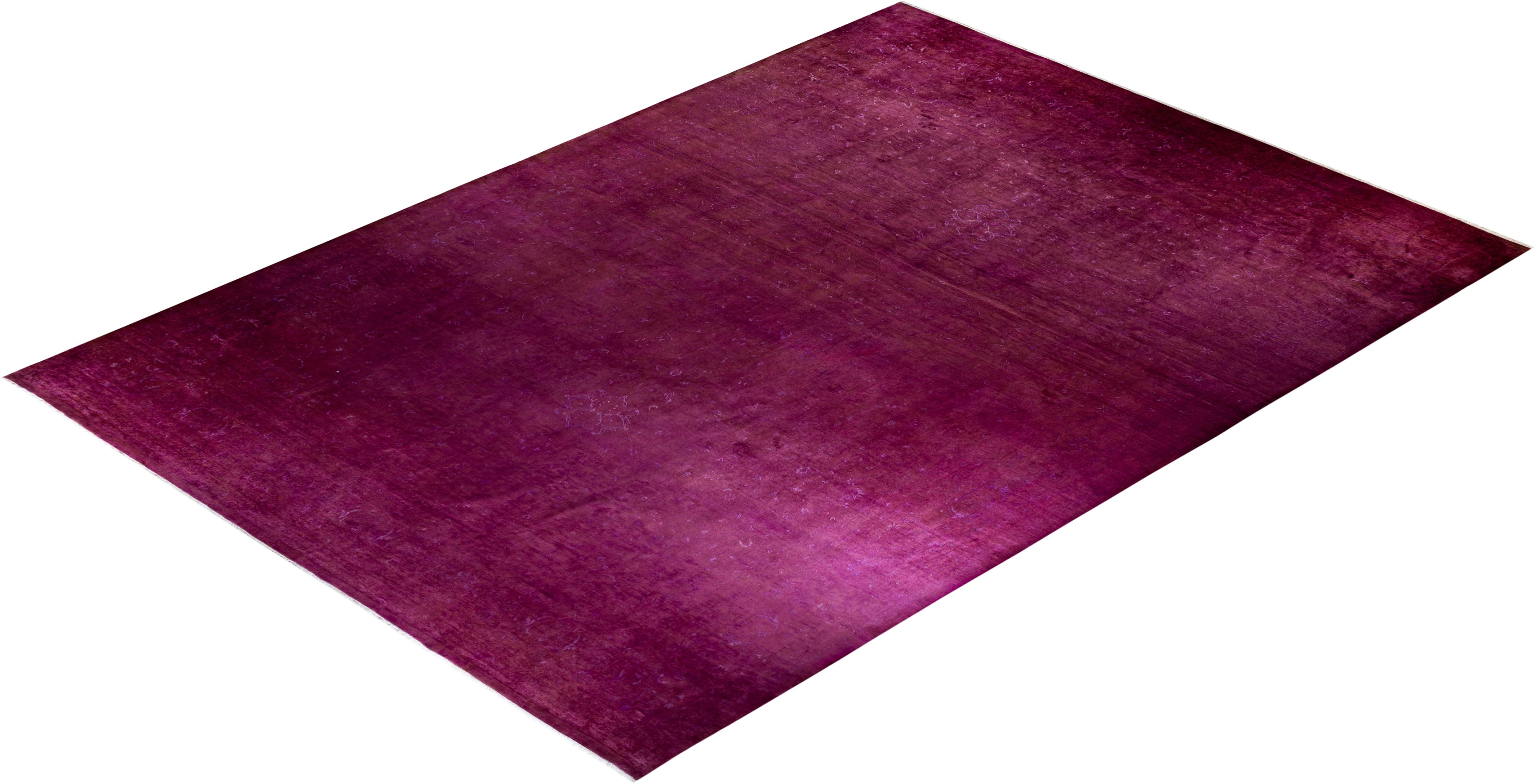 Tapis de sol contemporain en laine surteinte nouée à la main, rouge en vente 2