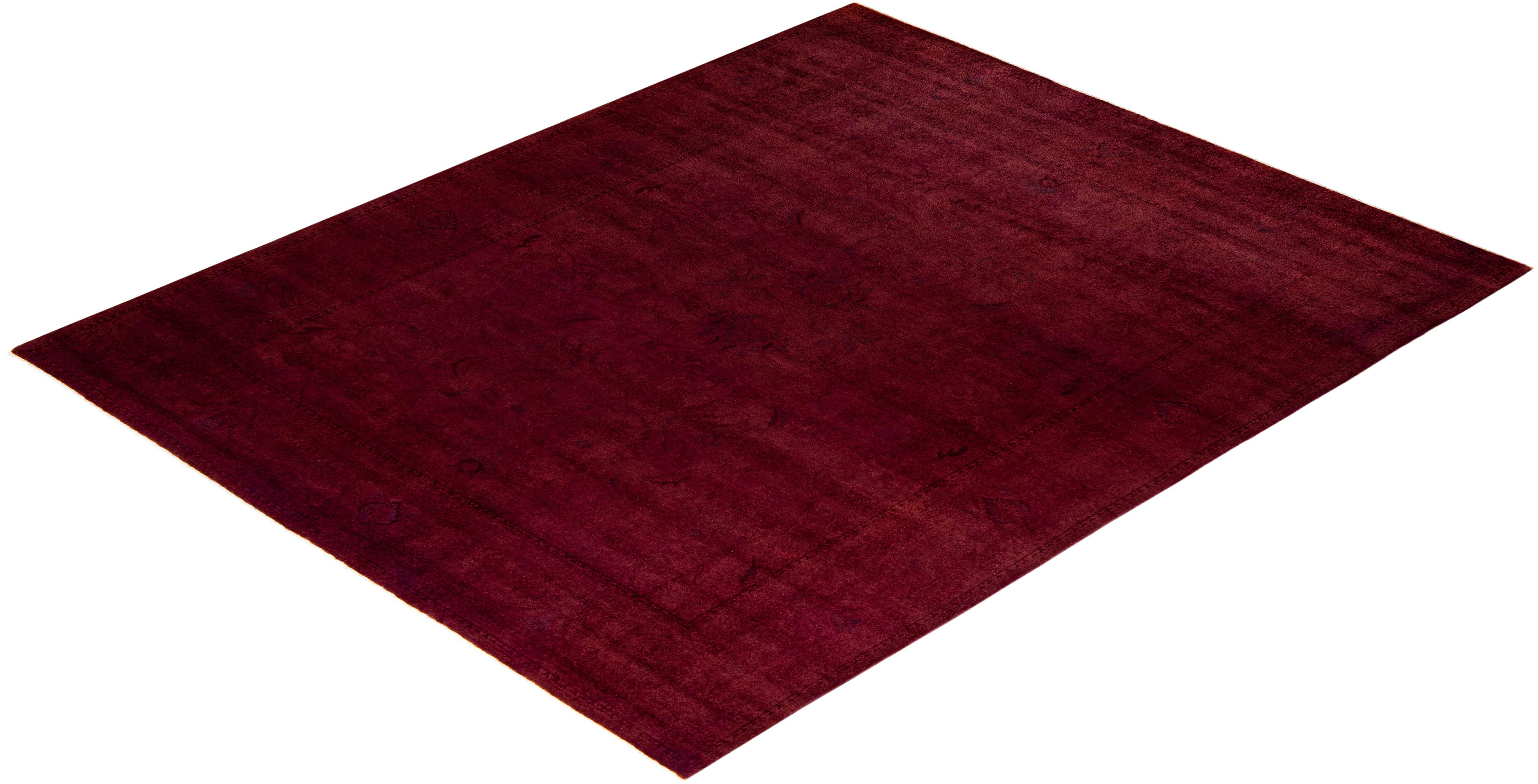 Alfombra de lana roja teñida a mano contemporánea en venta 2