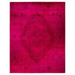 Contemporary Overdyed Hand Knotted Wool Red Area Rug