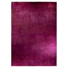 Tapis de sol contemporain en laine surteinte nouée à la main, rouge
