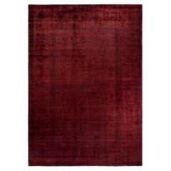 Contemporary Overdyed Hand Knotted Wool Red Area Rug