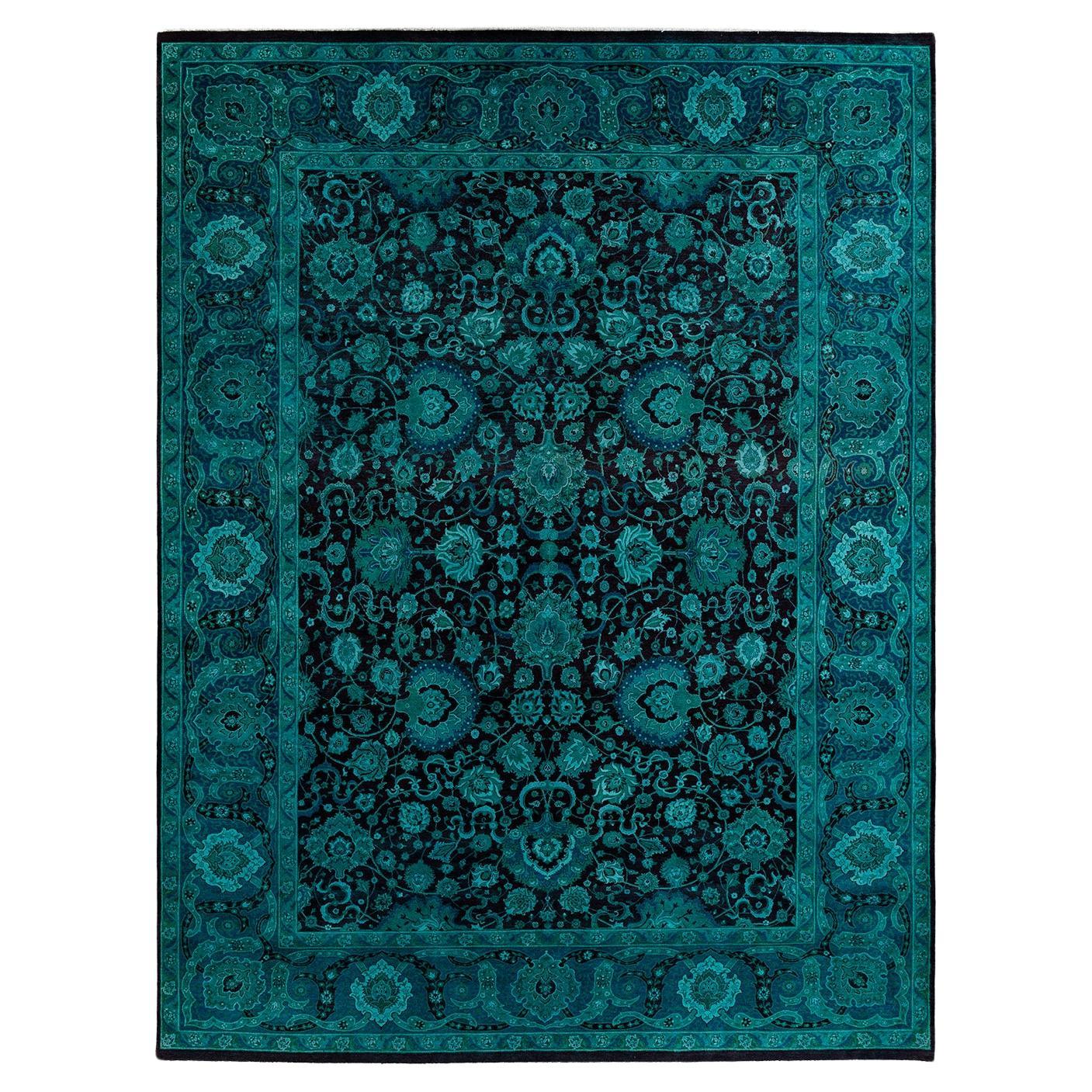 Contemporary Overdyed Hand Knotted Wool Red Area Rug