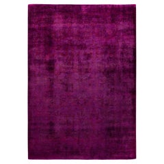 Tapis de sol contemporain en laine surteinte nouée à la main, rouge