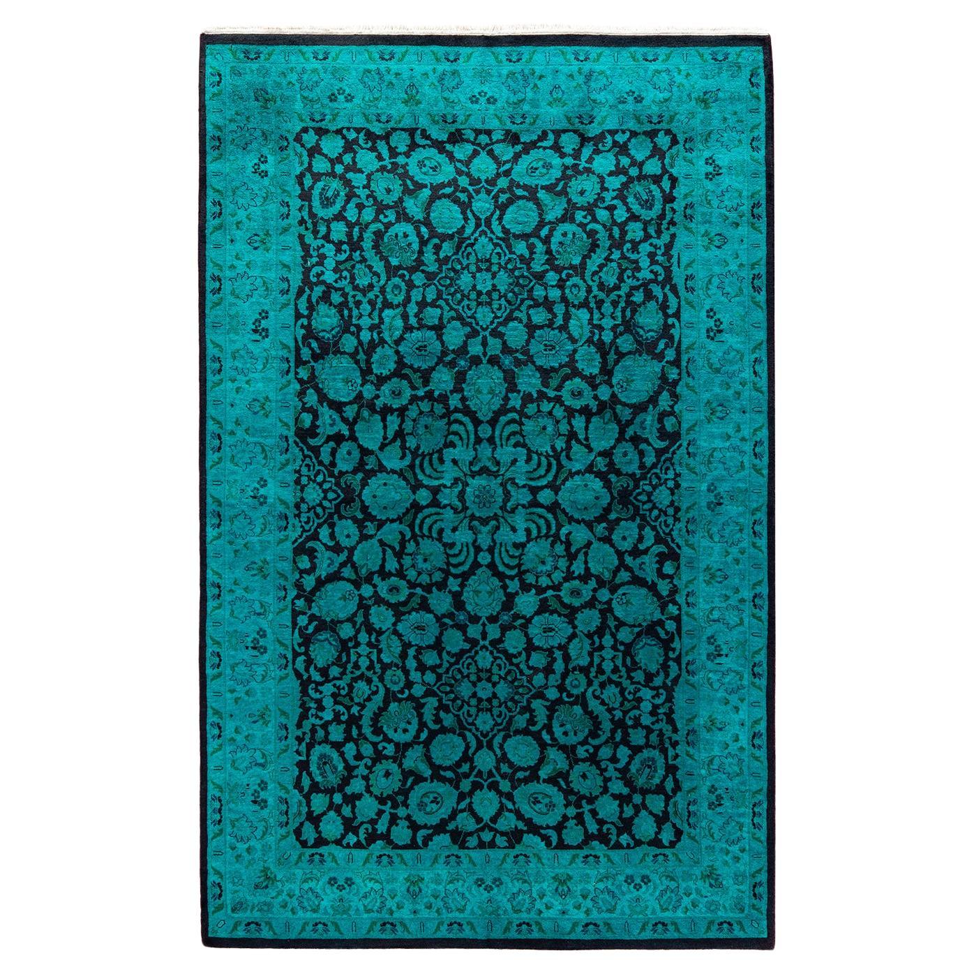 Contemporary Overdyed Hand Knotted Wool Red Area Rug