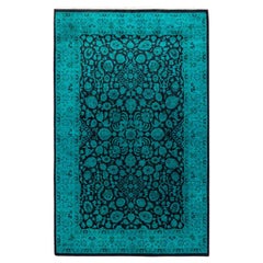 Contemporary Overdyed Hand Knotted Wool Red Area Rug