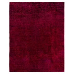 Contemporary Overdyed Hand Knotted Wool Red Area Rug
